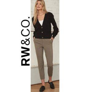 RW&Co. , 4-Way stretch jogger ankle pant in walnut colour